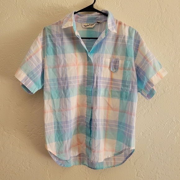 DVF Vintage Plaid Blouse Size Small - Picture 1 of 5